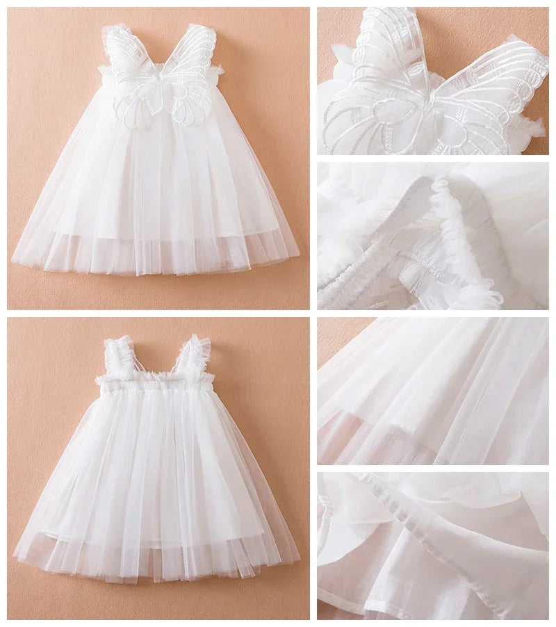Toddler Baby Girls Party Dresses Back Butterfly