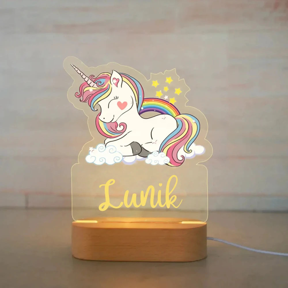 Personalized Animal Night Light | Custom Name Acrylic Lamp | 36 Designs | Kids Bedroom | Birthday & Christmas Gift