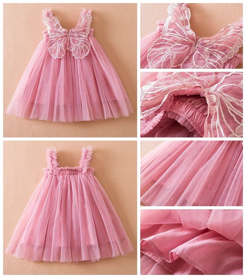 Toddler Baby Girls Party Dresses Back Butterfly