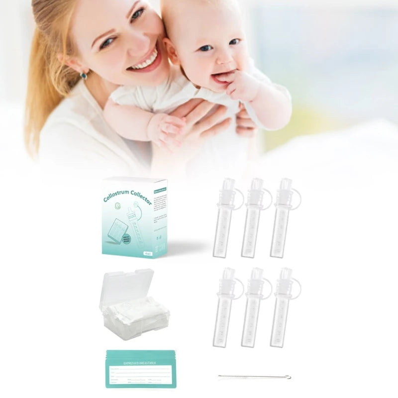 Colostrum Collector Tubes Set of 6 | 6ML Silicone | BPA Free | Breastfeeding & Newborn Feeding