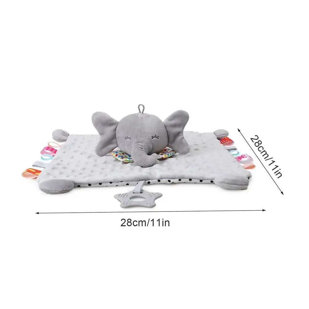 Baby Elephant Security Blanket | Plush Toy with Rattle & Teether for Newborns