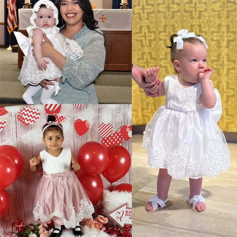 Baby Girls 1st Birthday Princess Dress | Lace Party Costume for Infants 0-24M