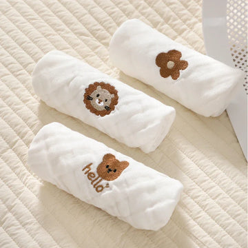 6 Layer Cotton Embroidery Baby Saliva Towels Hand Face Wipes Newborn