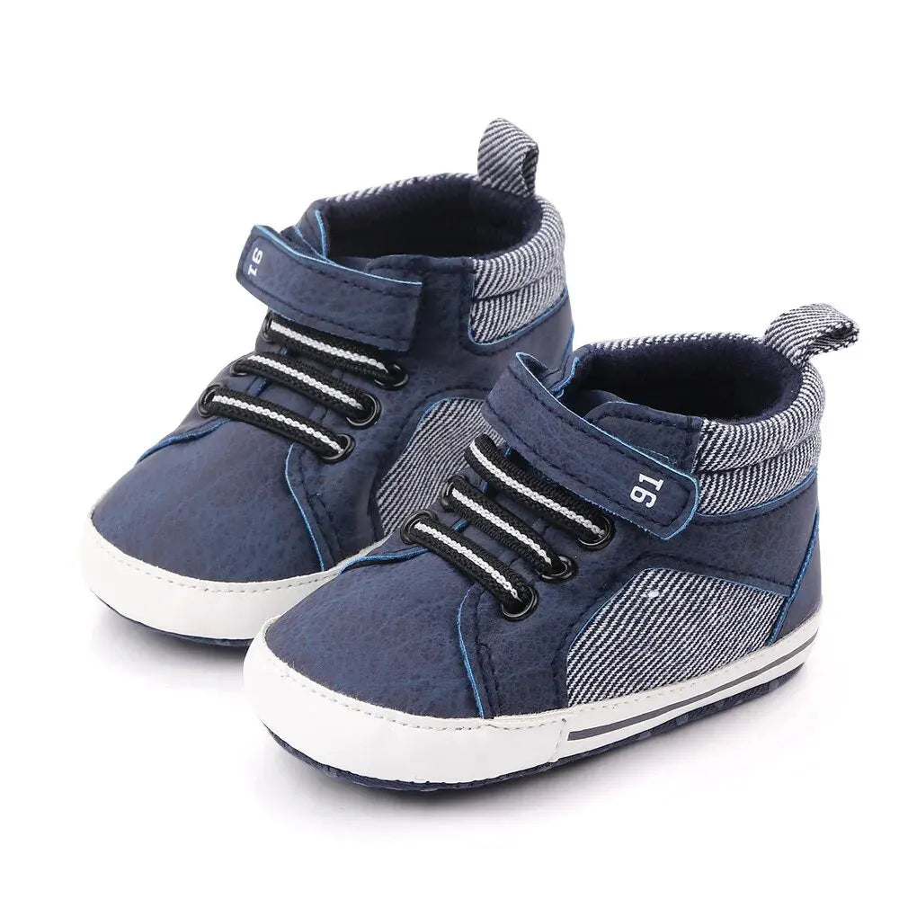 Baby Shoes Boys High Top Casual Cotton Soft Sole Newborn Walking 0 18 Months