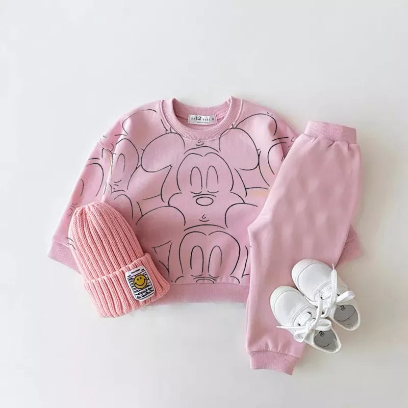 Baby Cartoon Tracksuit Set | 100% Cotton | T-Shirt & Shorts | Unisex | 5 Colors | 6M-3T | Summer