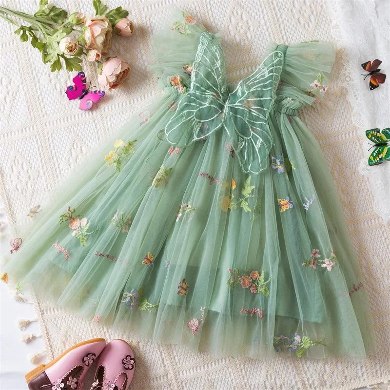 Toddler Baby Girls Party Dresses Back Butterfly