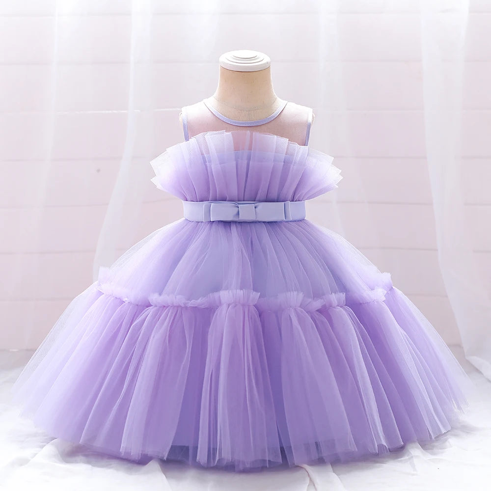 Baby Girls Bridesmaid Tulle Dress | Toddler Wedding Birthday Princess Dress