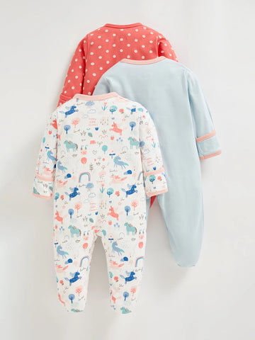 Soft Organic Cotton Baby Bodysuits - 3 Pack for 0-12 Months