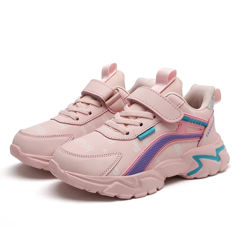 Girls Casual Leather Sports Shoes | Lightweight Anti-Slip Running Shoes for Kids 7-15Y