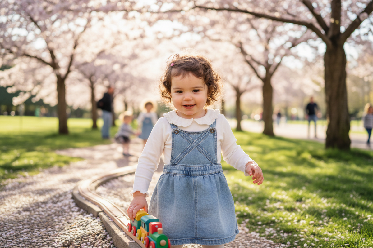 Baby Girls Denim Strap Dress Set - Lifestyle