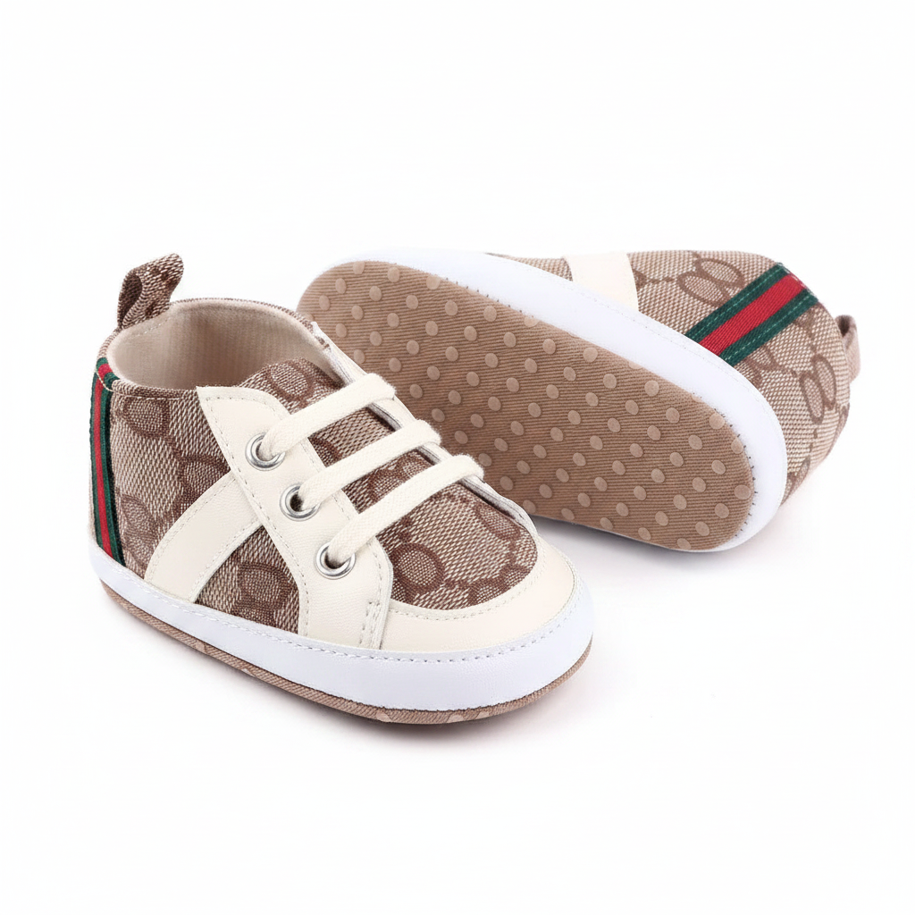 Baby high-top sneakers professional product photo on white background