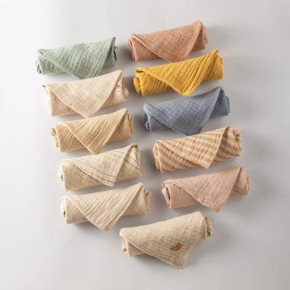 5PC Baby Towel New Born Items Stuff Muslin Squares Infant Hand Bath Shower Face Towels Soft Cotton