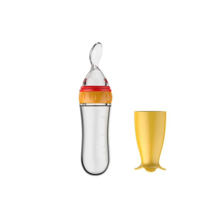 1 PC Safe Useful Silicone Baby Bottle With Spoon Food Supplement Rice Cereal Bottles Squeeze Spoon Milk Feeding Bottle Cup