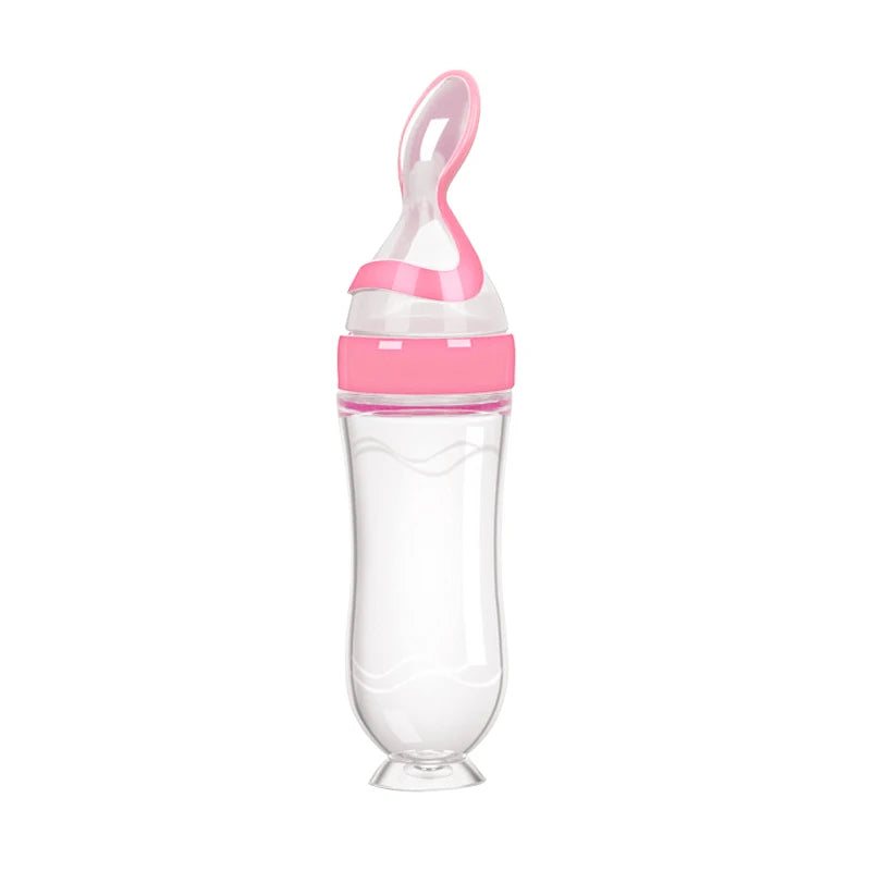 1 PC Safe Useful Silicone Baby Bottle With Spoon Food Supplement Rice Cereal Bottles Squeeze Spoon Milk Feeding Bottle Cup