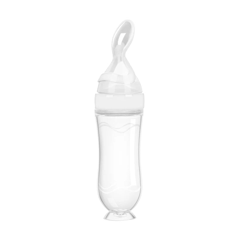 1 PC Safe Useful Silicone Baby Bottle With Spoon Food Supplement Rice Cereal Bottles Squeeze Spoon Milk Feeding Bottle Cup