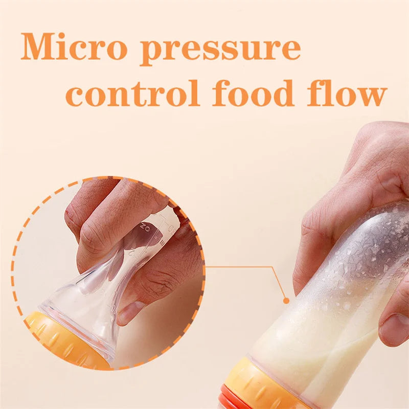 1 PC Safe Useful Silicone Baby Bottle With Spoon Food Supplement Rice Cereal Bottles Squeeze Spoon Milk Feeding Bottle Cup