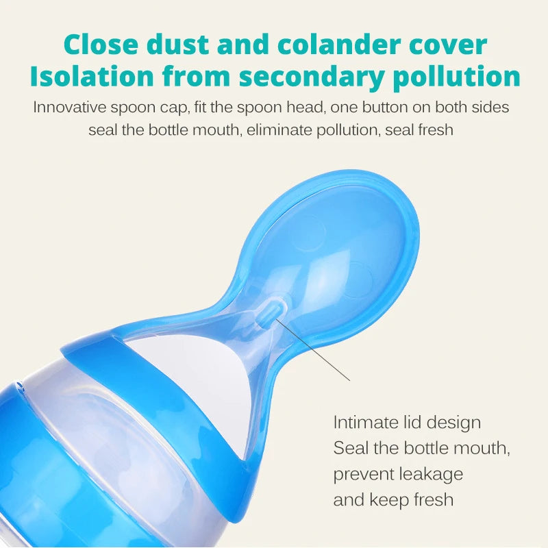 1 PC Safe Useful Silicone Baby Bottle With Spoon Food Supplement Rice Cereal Bottles Squeeze Spoon Milk Feeding Bottle Cup