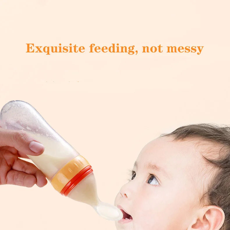 1 PC Safe Useful Silicone Baby Bottle With Spoon Food Supplement Rice Cereal Bottles Squeeze Spoon Milk Feeding Bottle Cup