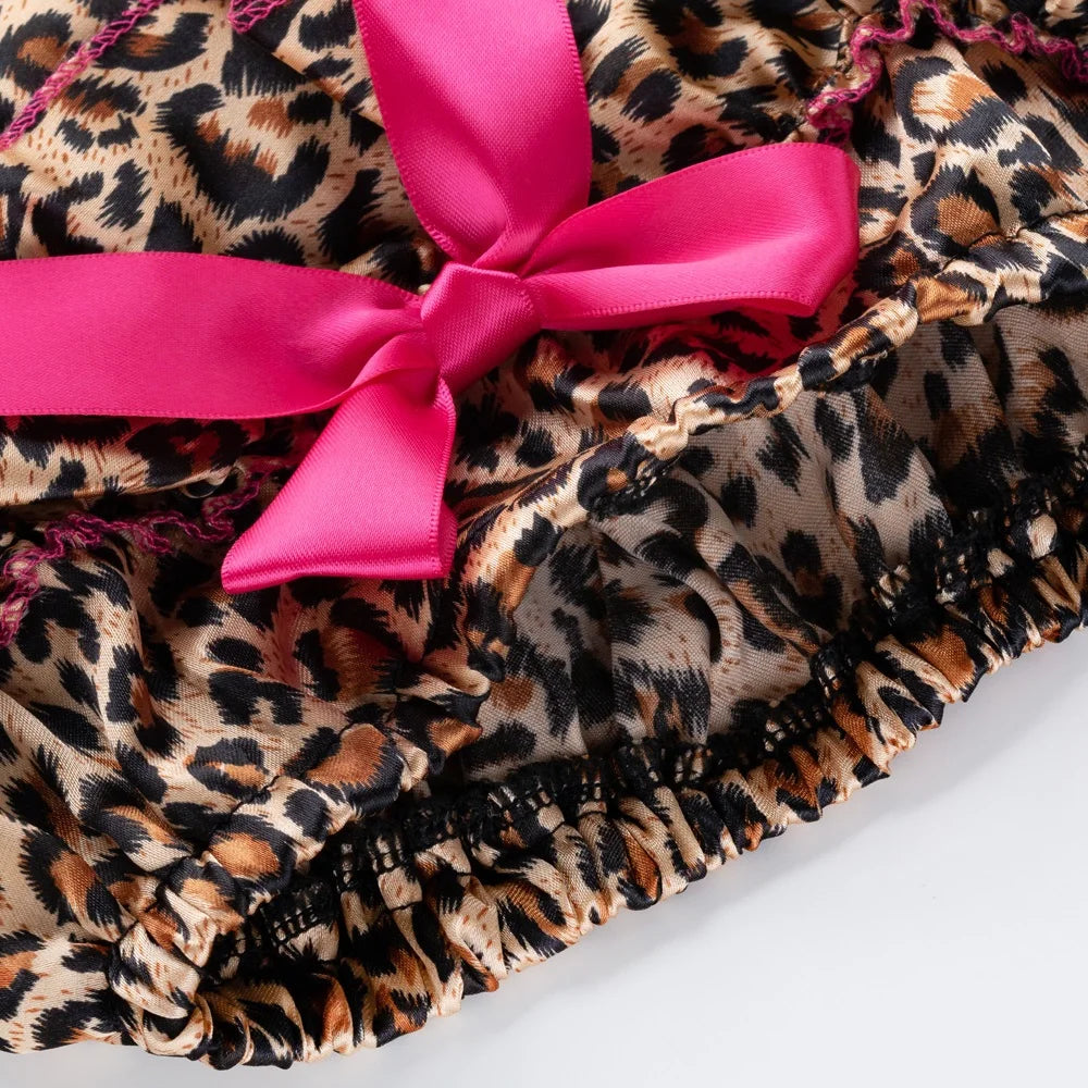 3 Pcs Set Baby Newborns 2025 Summer Cotton Short Sleeve Leopard Bodysuit High-heeled Shoes Christmas Ruffle Baby Girl Clothes Set