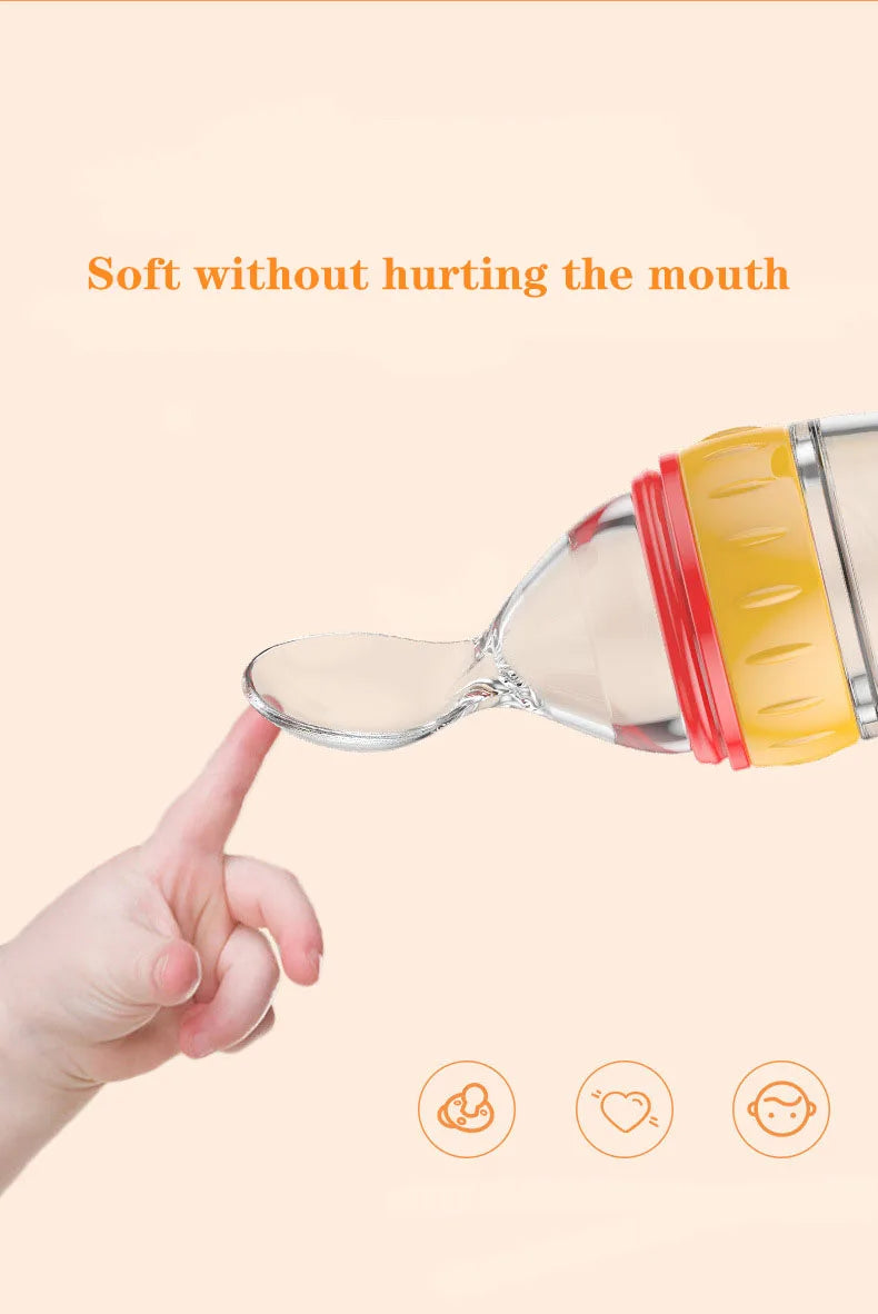 1 PC Safe Useful Silicone Baby Bottle With Spoon Food Supplement Rice Cereal Bottles Squeeze Spoon Milk Feeding Bottle Cup