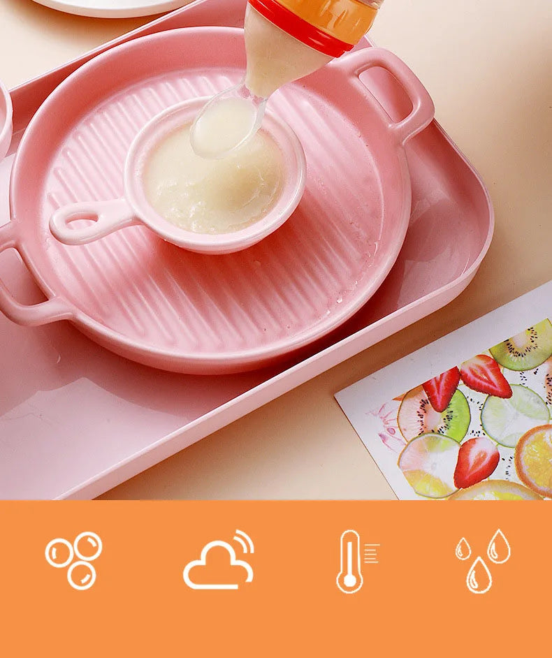 1 PC Safe Useful Silicone Baby Bottle With Spoon Food Supplement Rice Cereal Bottles Squeeze Spoon Milk Feeding Bottle Cup
