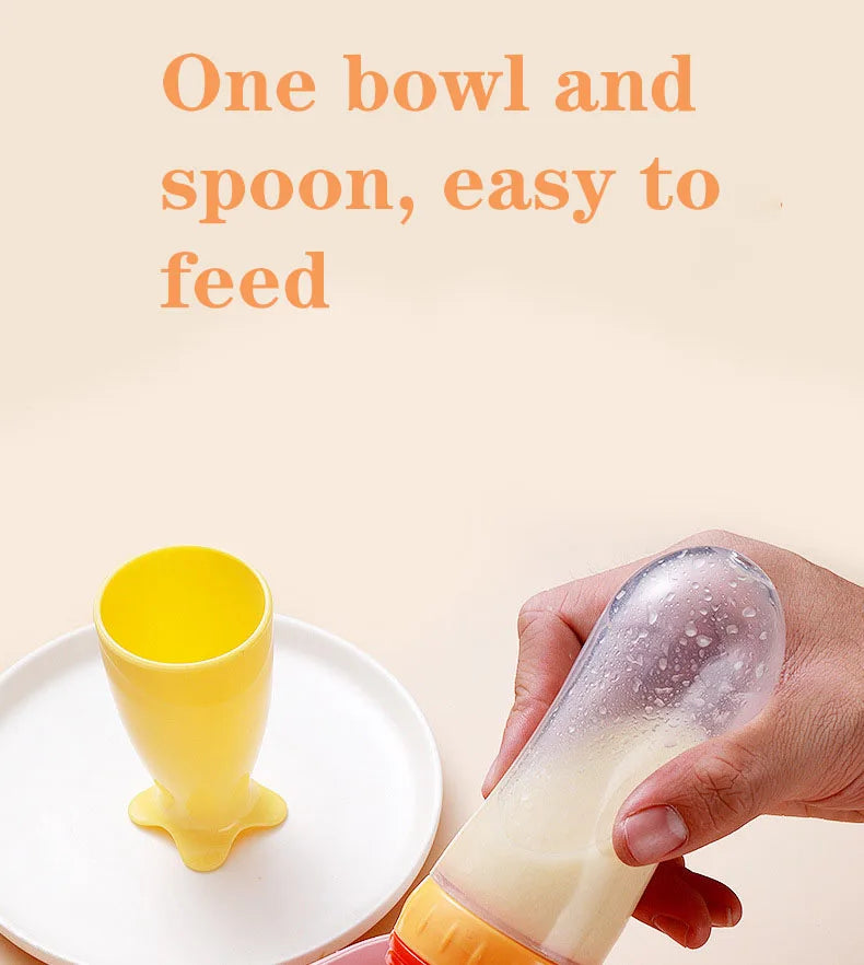 1 PC Safe Useful Silicone Baby Bottle With Spoon Food Supplement Rice Cereal Bottles Squeeze Spoon Milk Feeding Bottle Cup