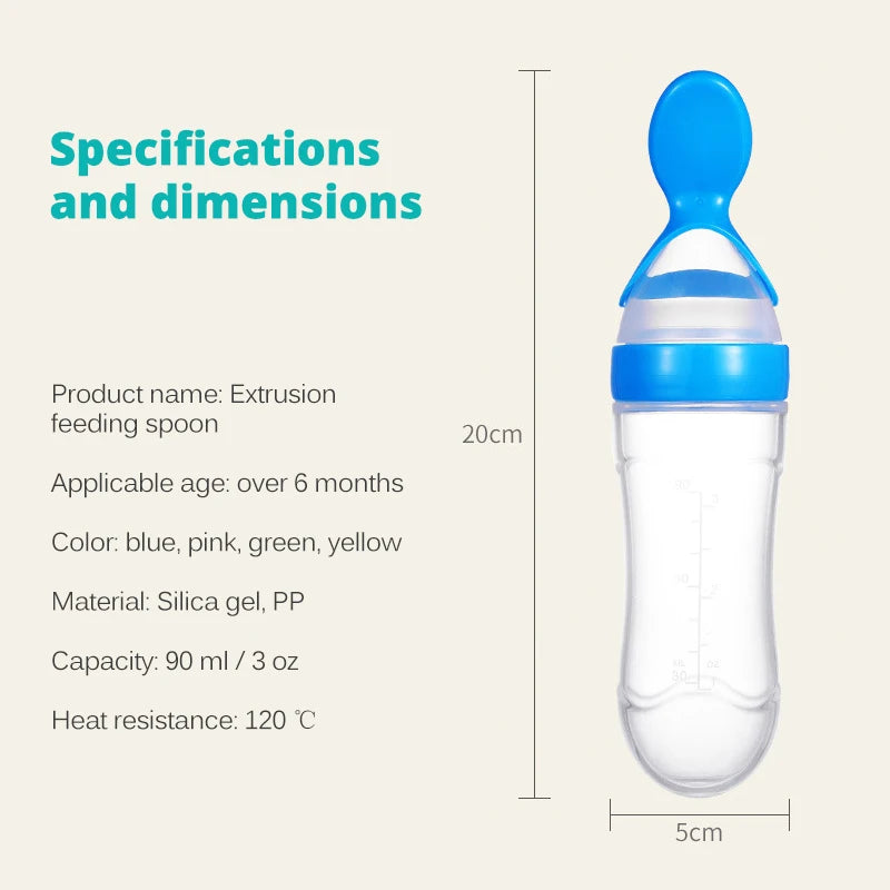 1 PC Safe Useful Silicone Baby Bottle With Spoon Food Supplement Rice Cereal Bottles Squeeze Spoon Milk Feeding Bottle Cup