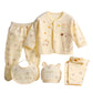 5pcs Newborn Baby Boys Girls Cute Cartoon Long Sleeve Tops+hat+pants +bib Outfits Set From 0 To 3 Months Clothes Set For Baby