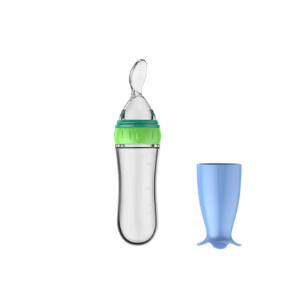 1 PC Safe Useful Silicone Baby Bottle With Spoon Food Supplement Rice Cereal Bottles Squeeze Spoon Milk Feeding Bottle Cup