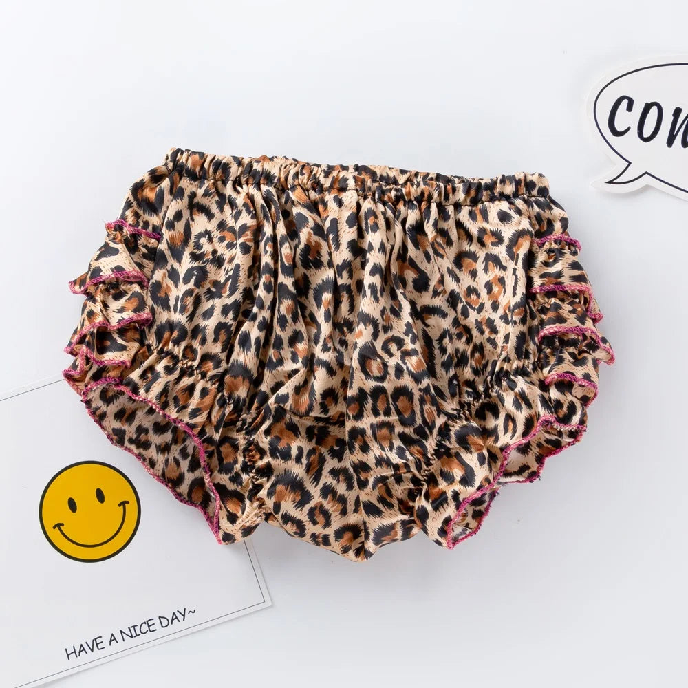 3 Pcs Set Baby Newborns 2025 Summer Cotton Short Sleeve Leopard Bodysuit High-heeled Shoes Christmas Ruffle Baby Girl Clothes Set