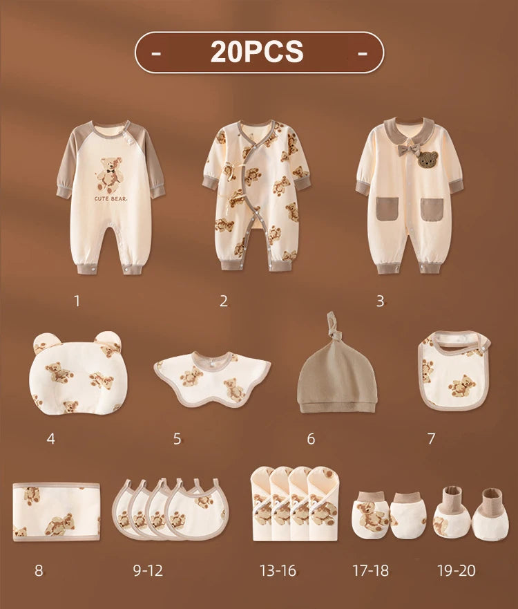20/22/24/26 Pieces Newborn Clothes Baby Gift Pure Cotton Baby Set 0-6 Months Spring Summer Kids Clothes Suit Unisex Without Box