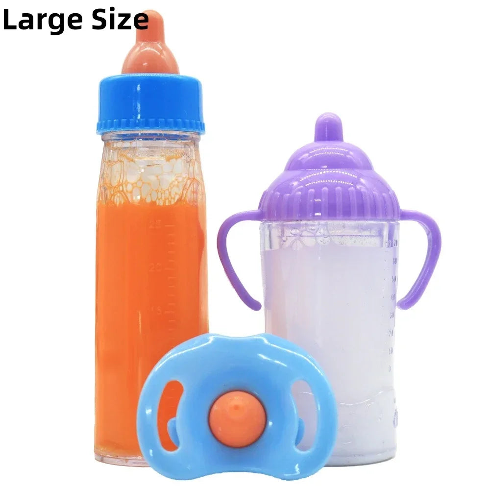 Doll Feeding Bottle Set Baby Care Toy Stroller 2pc Milk And Juice