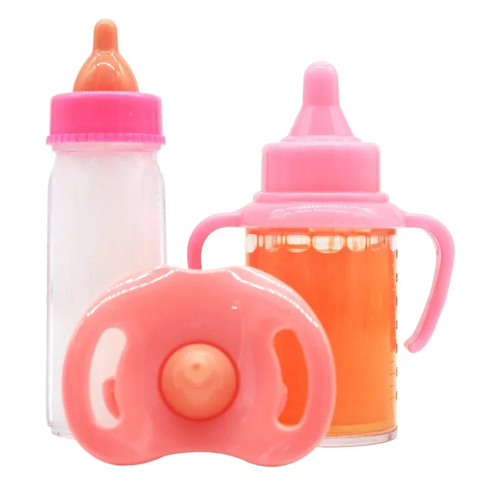 Doll Feeding Bottle Set Baby Care Toy Stroller 2pc Milk And Juice