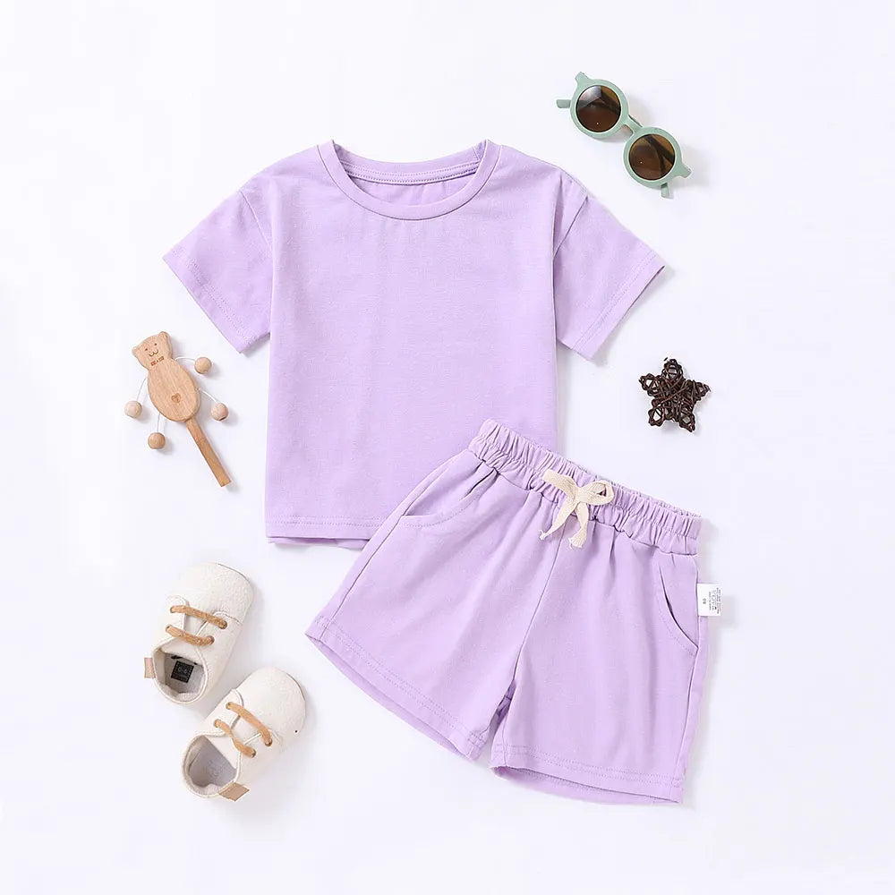 Summer 2pcs Kids Clothes Sets Children Sports Style Tracksuits T-shirts and Shorts Boy and Girl Outfits Suits