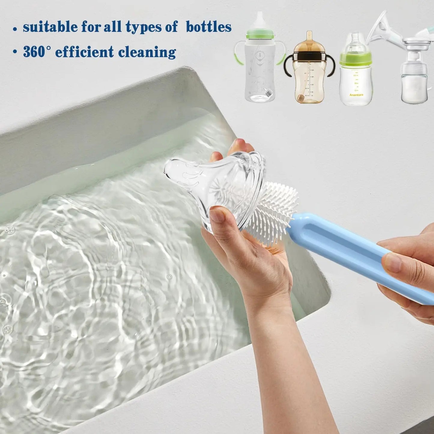 6 Piece Portable Baby Bottle Brush Cleaner