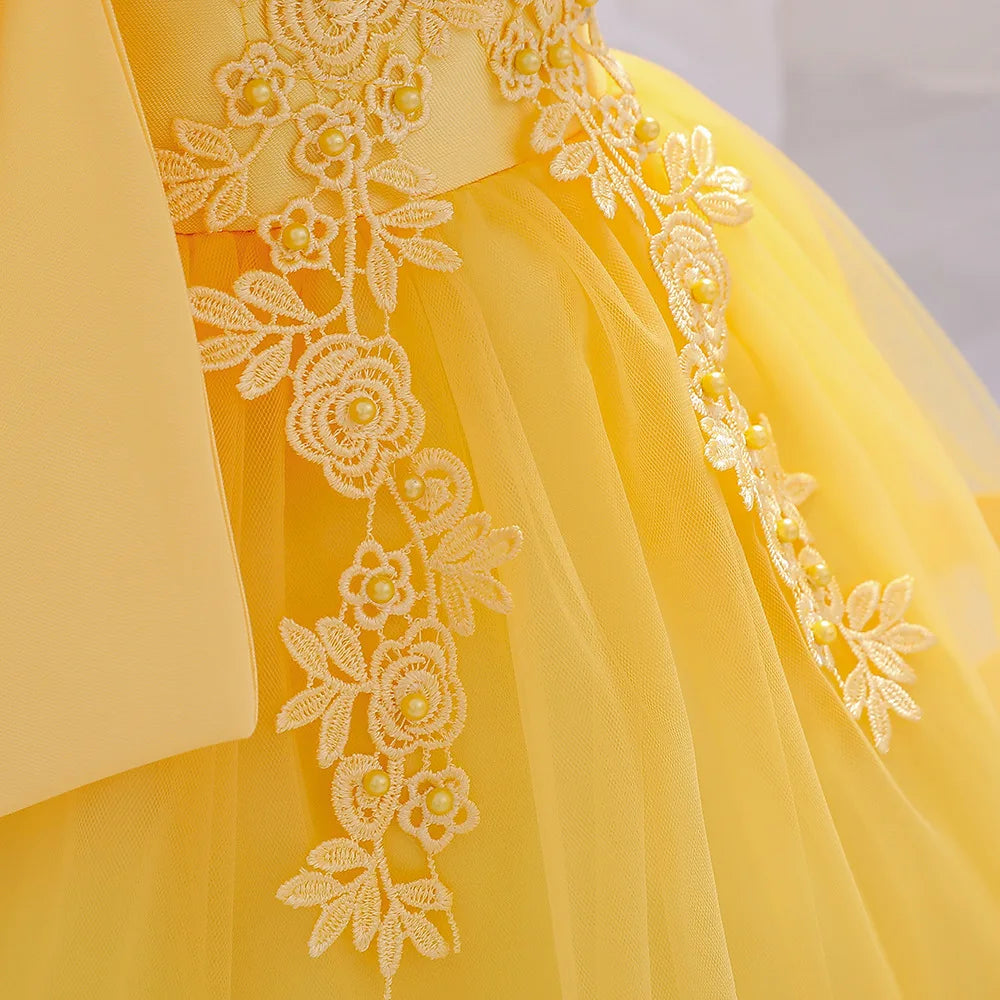 Baby Girls Elegant Big Bow Party Dress | Wedding & Birthday Princess Gown 6-36M