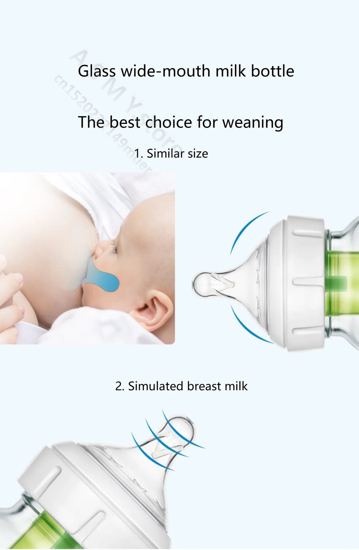 Dr. Brown's newborn glass baby bottle, wide diameter, anti-colic, gas-liquid separation 150ML + 270ML