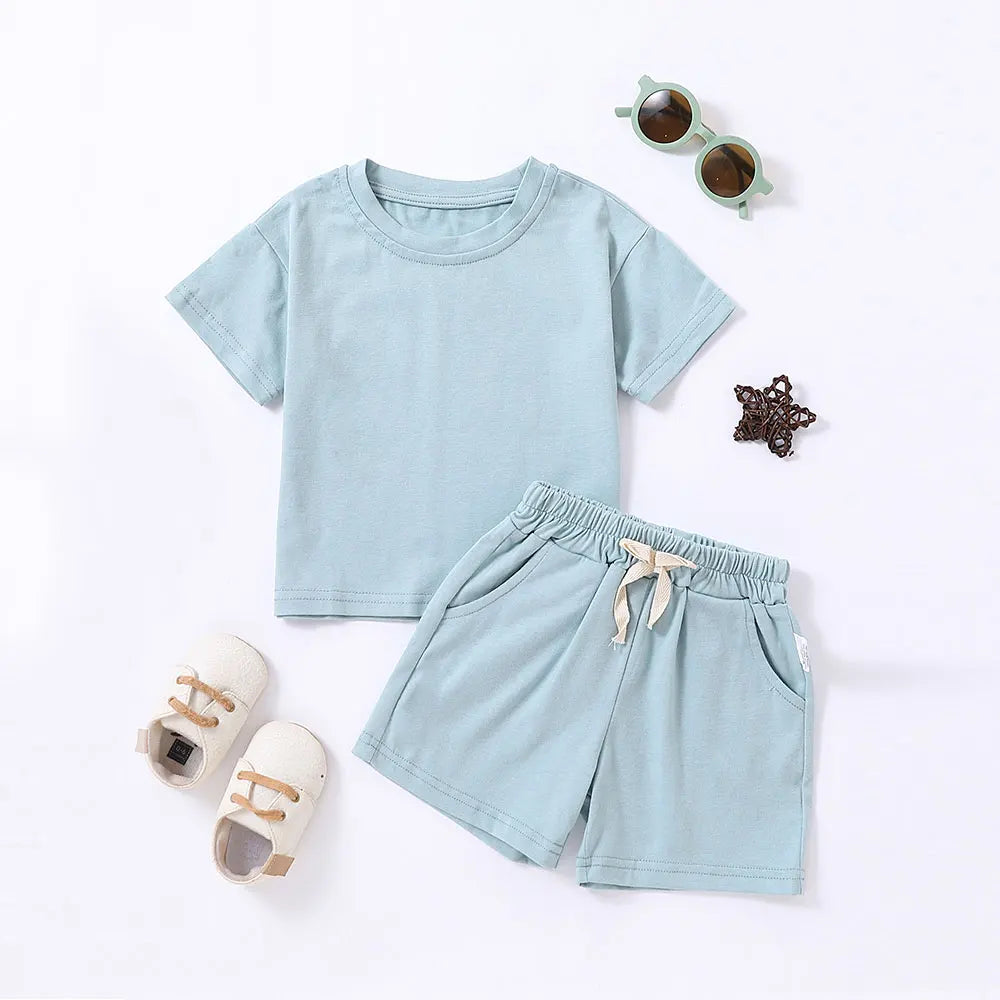 Summer 2pcs Kids Clothes Sets Children Sports Style Tracksuits T-shirts and Shorts Boy and Girl Outfits Suits
