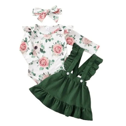 0-12Months Newborn Baby Girl 3PCS Clothes Set Floral Long Sleeve Fashion Spring & Autumn Daily Outfit