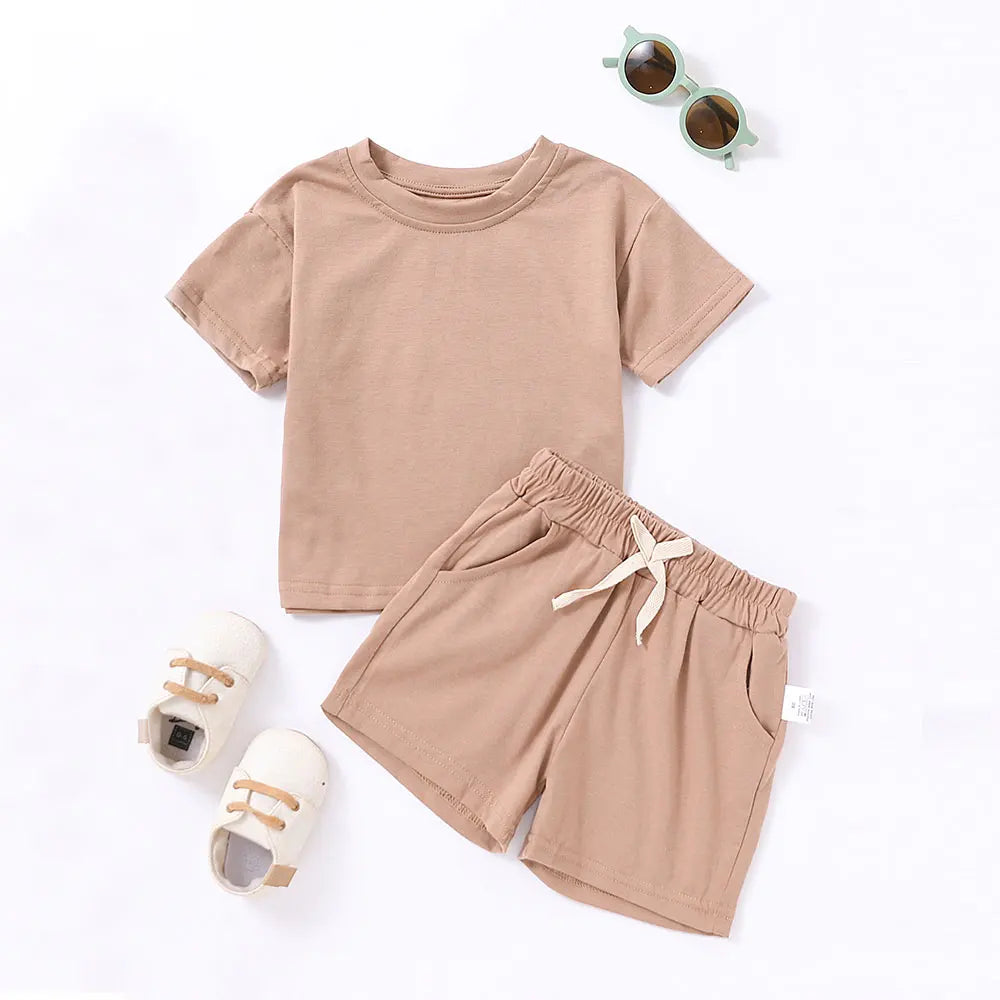 Summer 2pcs Kids Clothes Sets Children Sports Style Tracksuits T-shirts and Shorts Boy and Girl Outfits Suits