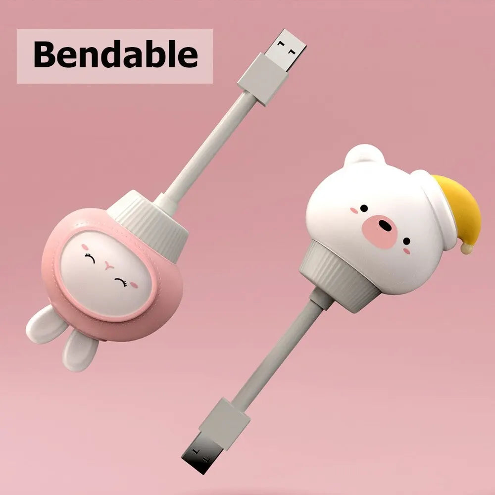Kid Bedroom Decor Bedside Lamp USB Night Light LED Chlidren Cute Cartoon Night Lamp Bear Chick Kitten Remote Control for Baby