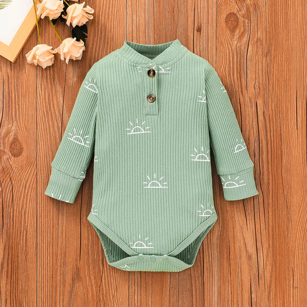 3 PCS Baby Boy Clothes Set Spring Autumn Knitted V-neck Romper+infant Pants+Cap Newborn Outfit