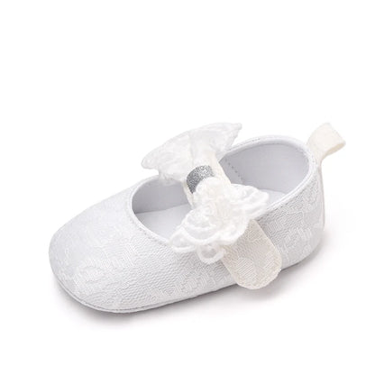 Baby Soft Cotton Shoes Beautiful Lace Bowknot Mary Jane 6 to 12 Month Baby Girl Prewalking Shoes High Quality Soft and Anti-slip