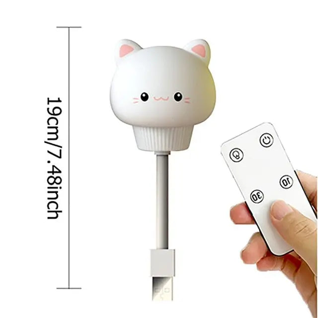 Kid Bedroom Decor Bedside Lamp USB Night Light LED Chlidren Cute Cartoon Night Lamp Bear Chick Kitten Remote Control for Baby