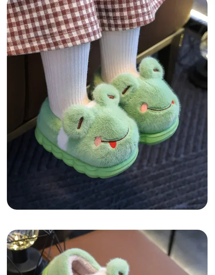 Baby Warm Cotton Shoes Autumn Winter New Boys Girls Cartoon Animal Cotton Slippers Non Slip Comfortable Soft Sole Plush Slippers