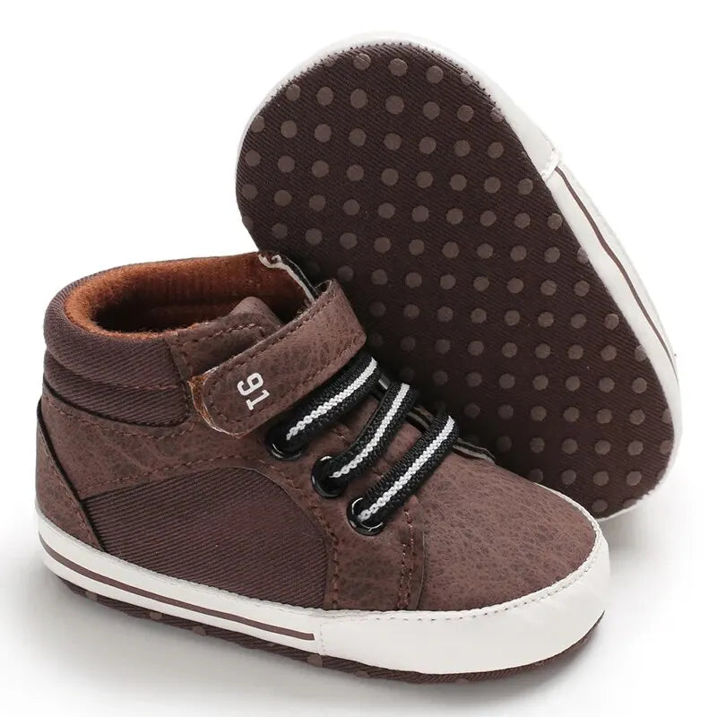 Baby Shoes Boys High Top Casual Cotton Soft Sole Newborn Walking 0 18 Months