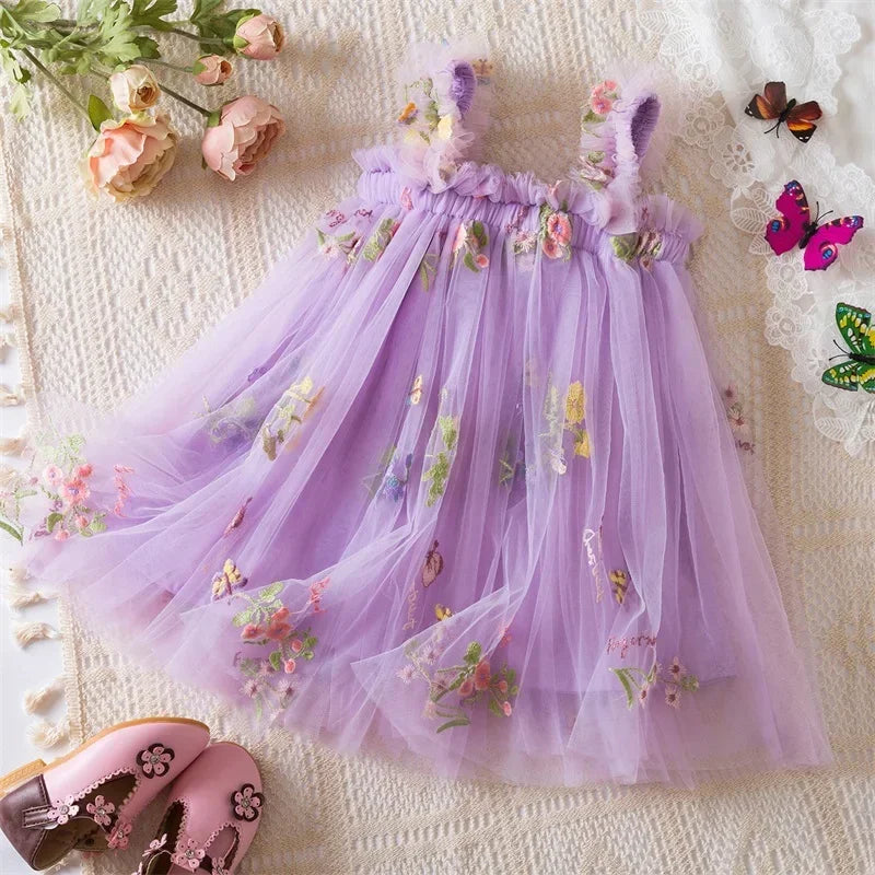 Toddler Baby Girls Party Dresses Back Butterfly