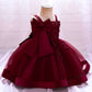 Baby Girls Elegant Big Bow Party Dress | Wedding & Birthday Princess Gown 6-36M