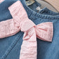 Newborn baby Girls Spring fall clothes Outfits Bow Denim Dress costume for toddler baby Girl cloth 1 year Birthday Dresses dress