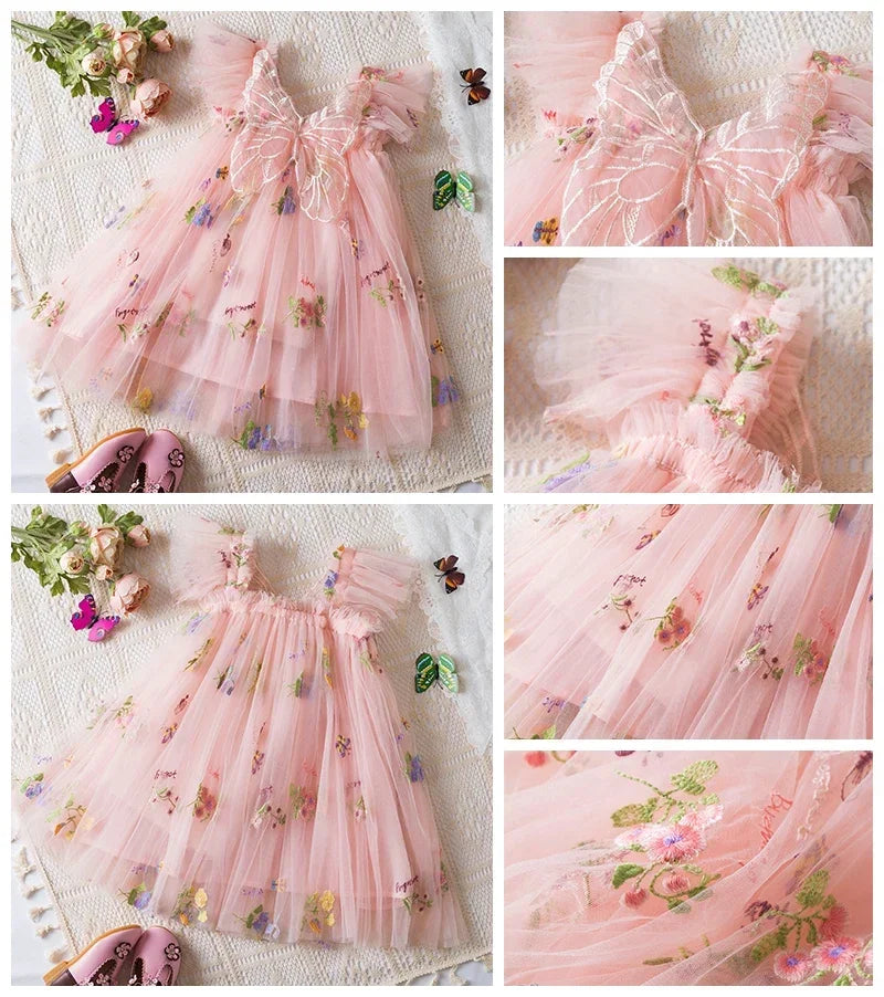 Toddler Baby Girls Party Dresses Back Butterfly